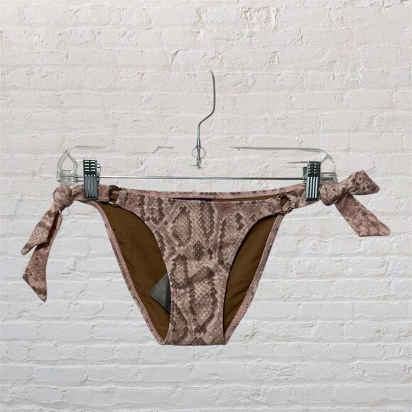 Cia Maritima Beachwear Pink Rose Snakeskin Cheeky Bikini Bottom Small NWT - Picture 1 of 11